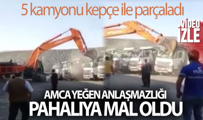 Amca yeğen anlaşmazlığı pahalıya mal oldu - Şırnak'ta ortağına kızan firma sahibi 5 kamyonu kepçe ile parçaladı.