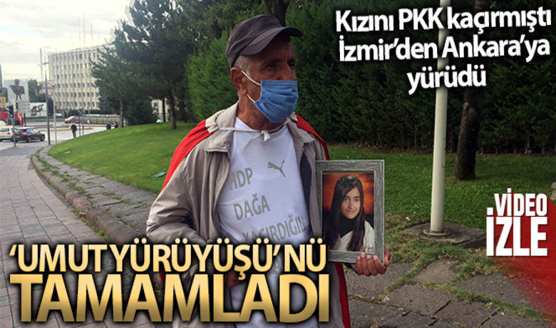 Kızı PKK tarafından dağakaçırılan baba İzmir'den Ankara'ya yürüdü - Kızı terör örgütü PKK tarafından dağa kaçırılan Mehmet Laçin, İzmir’den Ankara’ya başlattığı yürüyüşü tamamladı. 'Umut' adını verdiği yürüyüşüne sırtında Türk bayrağı ile devam eden acılı baba, “HDP adlığı hazine yardımı ile bizim çocukları alıp dağa gönderiyor. PKK’yı HDP yönetiyor. Bu bir gerçektir” dedi.