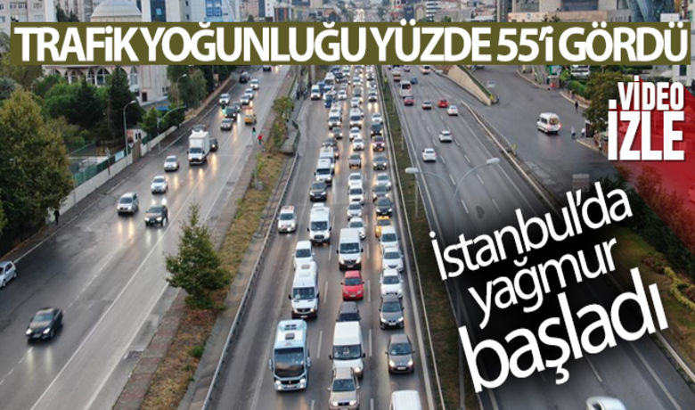 İstanbul'da yağmur başladı, trafikyoğunluğu yüzde 55'i gördü - İstanbul’da erken saatlerden itibaren etkili olan yağışlar sonrası D-100 karayolunda trafik yoğunluğu başladı. Yer yer durma noktasına gelen trafik yoğunluğu havadan görüntülendi.