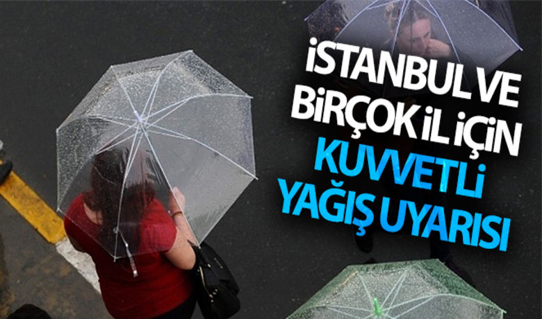 İstanbul ve birçok il için kuvvetli yağış uyarısı - Meteoroloji Genel Müdürlüğünden alınan tahminlere göre, hava sıcaklığı güney, iç ve batı kesimlerde 4 ila 8 derece azalacak, diğer yerlerde önemli bir değişiklik olmayacak. İstanbul'da ise yer yer kuvvetli olmak üzere aralıklı sağanak ve yer yer gök gürültülü sağanak yağış olması bekleniyor.