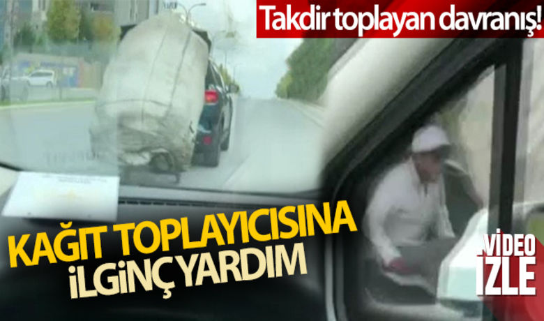 Kağıt toplayıcısına ilginç yardım - İstanbul Başakşehir'de dik bir yokuşu çıkmakta zorlanan kağıt toplayıcısı gencin yardımına o esnada oradan geçen bir sürücü yetişti. Aracının bagajına bindirilen genç el arabasını tutarak yukarı çıkarırken, o anlar cep telefonu kamerasına yansıdı.
