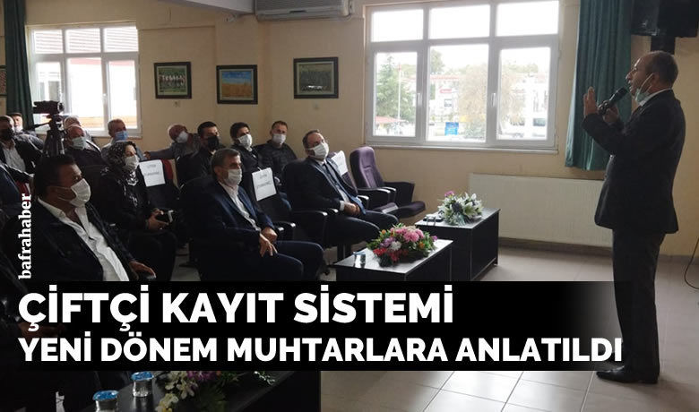 Bafra’da ÇKS’de yeni dönem muhtarlara anlatıldı - Samsun’un Bafra ilçesinde Çiftçi Kayıt Sistemi’nde(ÇKS) yaşanan sıkıntıların giderilmesi için muhtarlarla toplantı yapıldı.