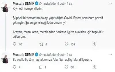 Başkan Mustafa Demir koronaya yakalandı

