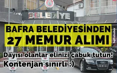 Bafra Belediyesine 27 Memur Alımı