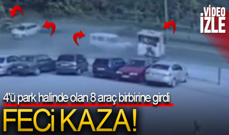Başkent'te 8 aracınkarıştığı zincirleme kaza kamerada - Ankara'nın Sincan ilçesinde 8 aracın karıştığı zincirleme trafik kazası güvenlik kamerasına yansıdı.