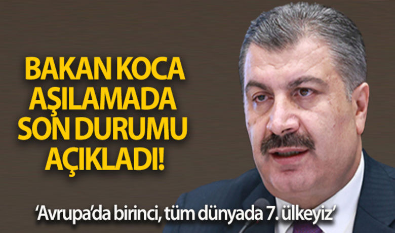 Sağlık Bakanı Koca aşılamada son durumu açıkladı! - Sağlık Bakanı Koca: ”Bugün 110 milyon dozu aştık! Covid-19’a karşı uygulanan toplam aşı dozu sayısında Avrupa’da birinci, tüm dünyada 7. ülkeyiz! İlk 6 sırada, aşı üreticisi olan yüksek nüfuslu Çin ve ABD ile yine nüfusu yüksek ülkeler var.”