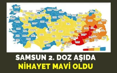 Samsun ikinci doz aşıda nihayet ’mavi’ oldu