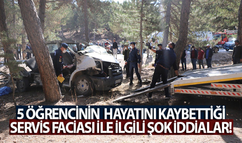 5 öğrencinin öldüğü 5'inin yaralandığıservis faciası ile ilgili şok iddialar - Afyonkarahisar’da yaşanan servis aracı faciasının yankıları devam ederken, olayla ilgili çarpıcı detaylar ortaya çıktı. Kazada ölen 11 yaşındaki İsmail Eser’in annesine araç koltuklarında emniyet kemeri olmadığını ve kapısının iple bağlı olduğunu söylediği öğrenilirken, araç şoförüne bu durum aktarıldığında ise şoförün ‘bir çocuk sizde mi var’ dediği iddia edildi.	Aracın servis belgesinin olmadığı iddia edildi	“Milli Eğitim Müdürü'nün 'idare edeceksiniz, araba yok' dediği iddiası”	“Bana bizzat Adalettin bunu kendisi söyledi”	“Orada da yıkılmışım”	“Kemerleri filan yok”
