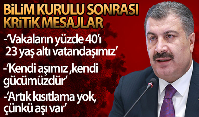 Bakan Koca: 'Şu an aktif vakalarımızın yaklaşıkyüzde 40'ı 23 yaş altı vatandaşlarımızdan oluşmakta' - Sağlık Bakanı Fahrettin Koca, "Üniversiteli kardeşlerimizi eğitimlerini kesintisiz sürdürebilmek ve sevdiklerine virüs taşımamak için hızla ve topluca aşı olmaya davet ediyorum. Unutmayalım ki, şu an aktif vakalarımızın yaklaşık yüzde 40’ı 23 yaş altı vatandaşlarımızdan oluşmaktadır" dedi.
