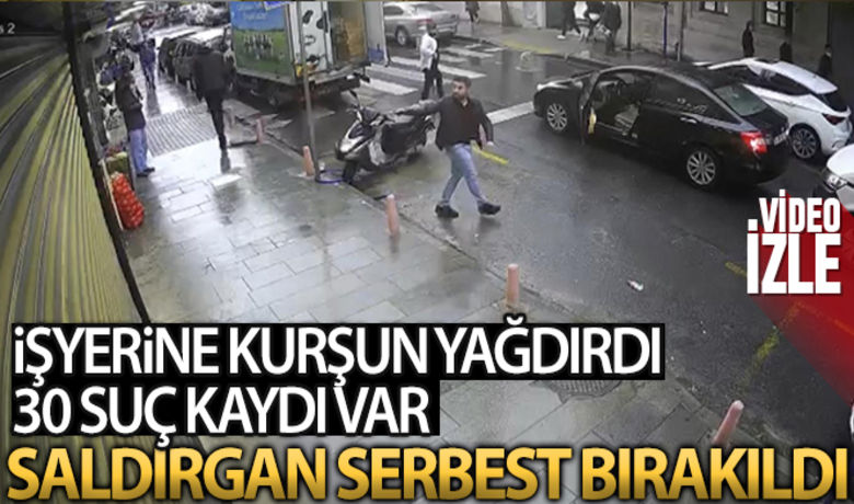 İstanbul'da işyerine kurşun yağdıran30 suç kayıtlı saldırgan serbest - Çağlayan’da aracını trafik ortasında bırakıp güpegündüz bir işyerine tabancayla kurşun yağdıran ve 30 adet suç kaydı olduğu ortaya çıkan saldırgan, polis tarafından yakalandıktan sonra savcılık talimatıyla serbest bırakıldı. Şahsın alkollü olduğu için çorbacıdan çıkartıldığı bu sebeple sinirlenip ateş açtığı söylediği öğrenildi.