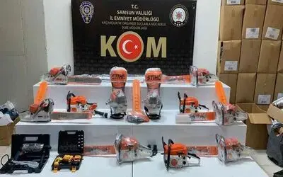 Samsun’da gümrük kaçağı ağaç ve ot kesme makinelerine el konuldu
