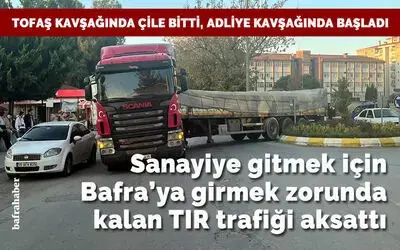 Sanayiye Gitmek İçin Bafra’ya Girmek Zorunda Kalan Tır Trafiği Aksattı