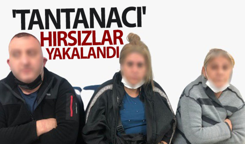 'Tantanacı' hırsızlar yakalandı - Eyüpsultan’da 'tantanacılık' yöntemi ile yabancı uyruklu şahsın çantasını çalıp darp eden şahıslar yakalandı. Çok sayıda suç kaydı bulunan şahısların, çanta çalması ve ilçede bulunan bir otobüs durağında bir şahsın cep telefonunun perdeleme yöntemiyle çalınma anı kamerada.	Tantanacılık yöntemi ile hırsızlık yapıp, olayı fark eden şahsı da darp ettiler