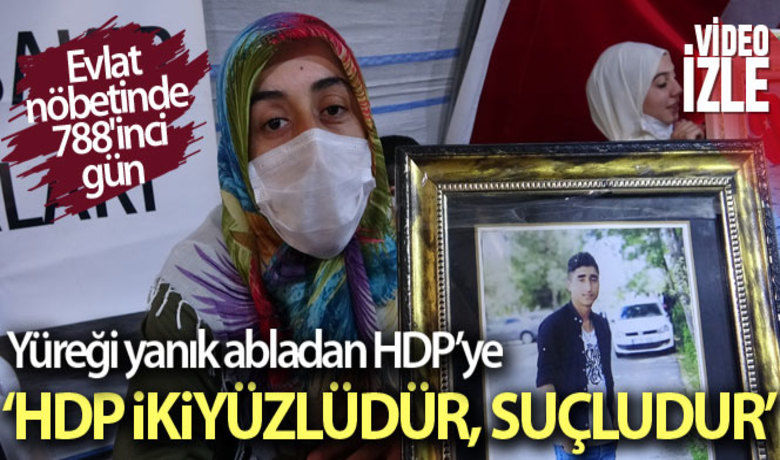 Yüreği yanık abladanHDP'ye: 'HDP ikiyüzlüdür, suçludur' - Çocuklarının terör örgütü PKK mensupları tarafından dağa kaçırıldığı iddiasıyla HDP Diyarbakır İl Başkanlığı önünde evlat nöbeti tutan ailelerin direnişi 788'inci gününde de devam ediyor. Kardeşi Süleyman Çetinkaya için eylemde olan abla Zekiye Bozdağ, "HDP'liler benim kardeşimi kandırdılar, ikiyüzlüdür. HDP suçludur, kapatıp kaçtılar, suçlu olmasalardı kaçmazlardı” dedi.