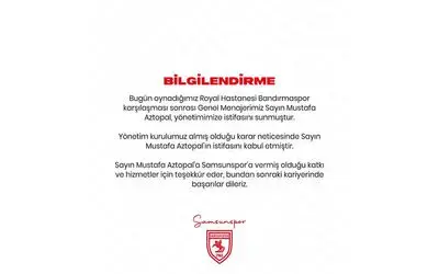 Samsunspor’da Mustafa Aztopal ile yollar ayrıldı
