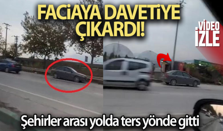 Şehirlerarası yolda terstengiderek faciaya davetiye çıkardı - Bursa'da bir otomobil sürücüsü, şehirlerarası yolda tersten giderek herkesin canını tehlikeye attı.