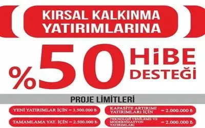 Kırsal kalkınma yatırımlarına yüzde 50 hibe desteği
