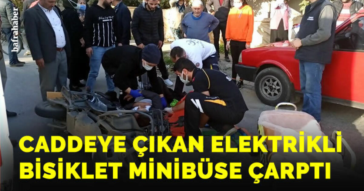 Minibüse çarpan elektrikli bisiklet sürücüsü yaralandı