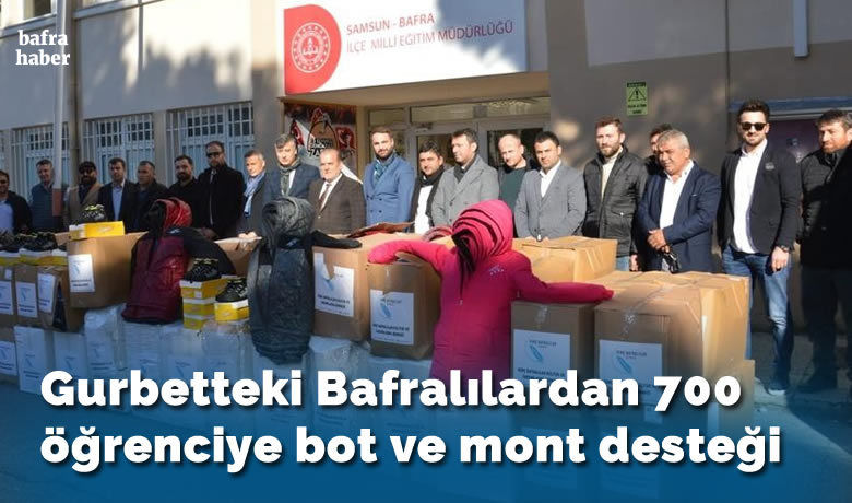 Gurbetteki Bafralılardan 700 öğrenciyebot ve mont desteği