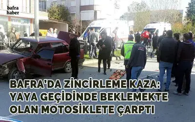 Yaya geçidinde beklemekte olan motosiklete otomobil çarptı!