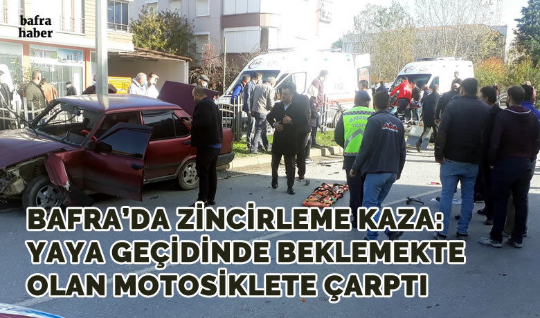 Yaya geçidinde beklemekte olan motosiklete otomobil çarptı!
