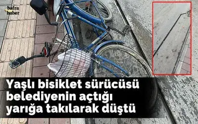 Yaşlı Bisiklet Sürücüsü Yarığa Takılarak Düştü