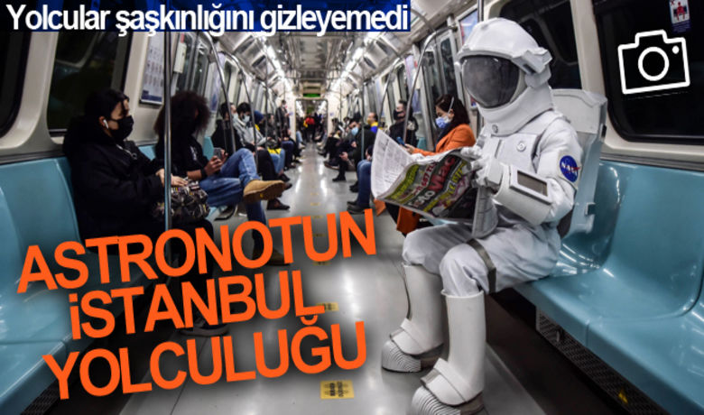 Metroyla İstanbul turuyapan astronot merak uyandırdı - Astronot kıyafetiyle metroda yolculuk yapan bir vatandaş görenlerin şaşkın bakışlarıyla İstanbul turu yaptı. İsmail Coşkun - Muhammed Fırat Aksoy