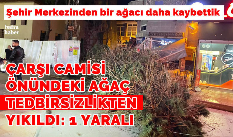 Çarşı Camisi önündeki ağaç yola devrildi: 1 yaralı
