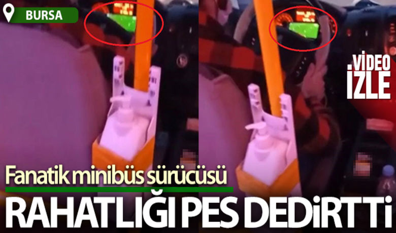 Fanatik minibüs sürücüsü pes dedirtti - Bursa'da minibüs sürücüsü seyir halindeyken göstergeye sabitlediği telefondan maç izlemesi 'pes' dedirtti. Bu anlar ise bir vatandaş tarafından saniye saniye kaydedildi.