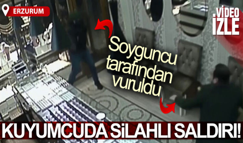 Kuyumcunun soyguncu tarafından vurulmaanı güvenlik kamerasına yansıdı - Erzurum’da soyguncu tarafından kuyumcunun silahla vurulma anı güvenlik kamerasına yansıdı. Olayın ardından kaçan zanlı, polis ekipleri tarafından düzenlenen operasyonla yakalandı.