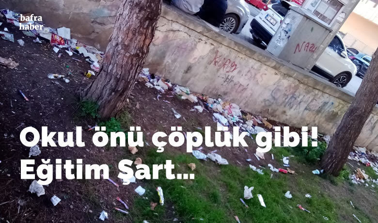 Okul Önü Çöplük Gibi! Eğitim Şart… - Bafra Cumhuriyet Ortaokulu önündeki eski SGK binasının bahçesi atılan çöpler ile adeta çöplüğe döndü.