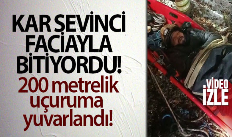 Kar sevinci yaşarken200 metrelik uçuruma yuvarlandı! - Bursa'nın İnegöl ilçesinde kar sevinci yaşamak için eşiyle birlikte Boğazova bölgesine çıkan Feyyaz Yılmaz(37), 200 metrelik uçuruma yuvarlandı. Yaralı genç, eşinin haber vermesi üzerine olay yerine gelen İtfaiye ekiplerince uzun uğraşlar sonucu kurtarıldı.	ALLAH RAZI OLSUN SİZDEN