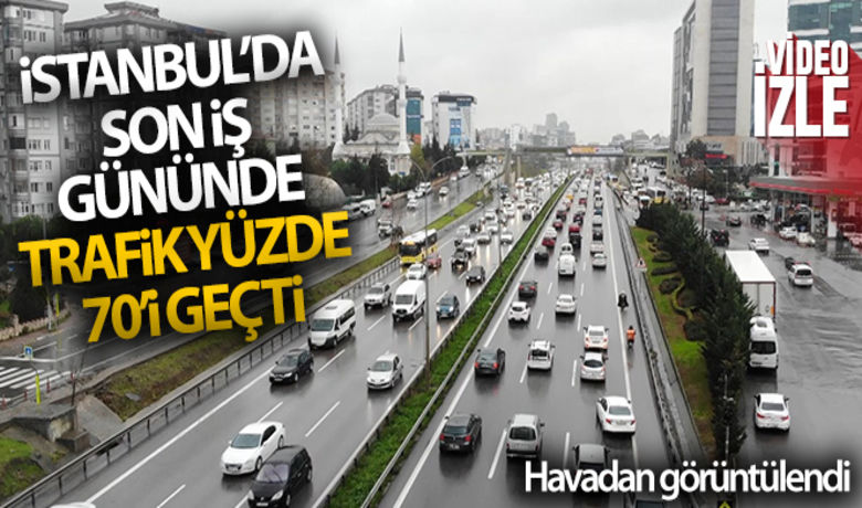 İstanbul'da son iş gününde trafik yüzde 70'i geçti - İstanbul’da, haftanın son iş gününde yağışında etkisiyle trafik yoğunluğu öğle saatlerinden itibaren etkili olmaya başladı. Maltepe D-100 Karayolu üzerinde trafik yer yer durma noktasına geldi. Yoğunluk yüzde 70 olarak ölçümlendi. Oluşan yoğun trafik havadan görüntülendi.