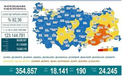 En çok aşılama yapılan ilk 10 il arasında Karadeniz’den 4 il bulunuyor
