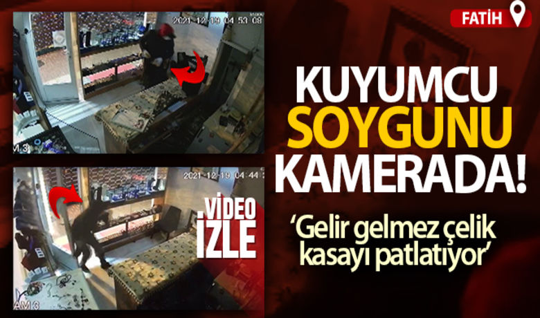Fatih'te kuyumcu soygunu kamerada - İstanbul Fatih'te 4 şüpheli, girdikleri bir kuyumcudan 350 bin liralık gümüş ve altın çaldı. Yaklaşık 14 dakika süren hırsızlık anları güvenlik kameraları tarafından saniye saniye kaydedildi.