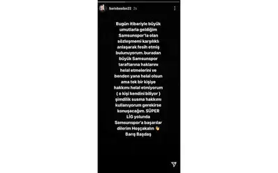 Barış Başdaş’tan Samsunspor’a sitemli veda
