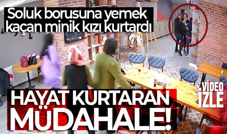 Kafe çalışanının, soluk borusuna yemek kaçanminik kızı kurtardığı anlar kameraya yansıdı - Ankara’nın Kahramankazan ilçesinde annesiyle gittiği kafede yemek yediği sırada nefes borusuna yemek kaçan 2 buçuk yaşındaki minik kız çocuğu, kafe personelinin uyguladığı 'Heimlich Manevrası'yla son anda kurtarıldı. Çevredekilerin büyük panik yaşadığı ve minik kızın yaşama tutunduğu olay anına ilişkin görüntüler ise güvenlik kamerasına saniye saniye yansıdı.	“Çocuğu kucağıma aldıktan sonra elinin boğazında olduğunu gördüm”	“Çok şükür çocuğumuz kurtuldu”