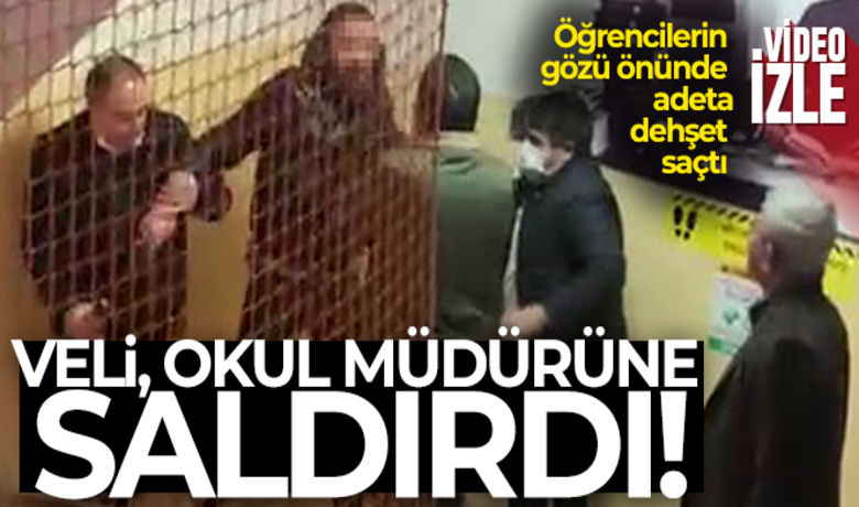Büyükçekmece'de bir veli okul müdürüne saldırdı - Büyükçemede’de çocuğunun arkadaşlarıyla kavga etmesini bahane eden bir veli okulda öğrencilerin gözü önünde adeta dehşet saçtı. Okul müdürüne saldıran veli, kameralara yansıdı.
