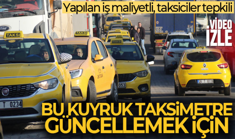Yılbaşı zammı için‘Sarı kuyruk' havadan görüntülendi - Taksi ücretlerine gelen yeni yıl zammı nedeniyle Eskişehir’de taksimetrelerini güncelletmesi gereken taksiciler uzun kuyruklar oluşturdu.