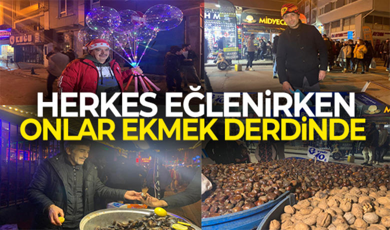 Herkes eğlenirken onlar ekmek kavgasında - Eskişehir’de yeni yıl kutlamalarını kenara bırakan satıcılar, soğuk havada işlerinin başında durarak evlerine ekmek götürmek için mücadele verdi.