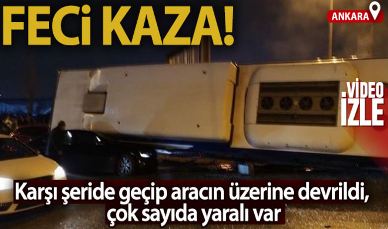 Ankara'da İstanbul yoluBatıkent girişinde feci kaza - Ankara'da İstanbul yolu Batıkent girişinde, karşı şeride geçip bir aracın üzerine devrilen EGO otobüsüne kendi şeridinde giden araçlar çarptı. Olay yerine sağlık ekipleri sevk edildi.