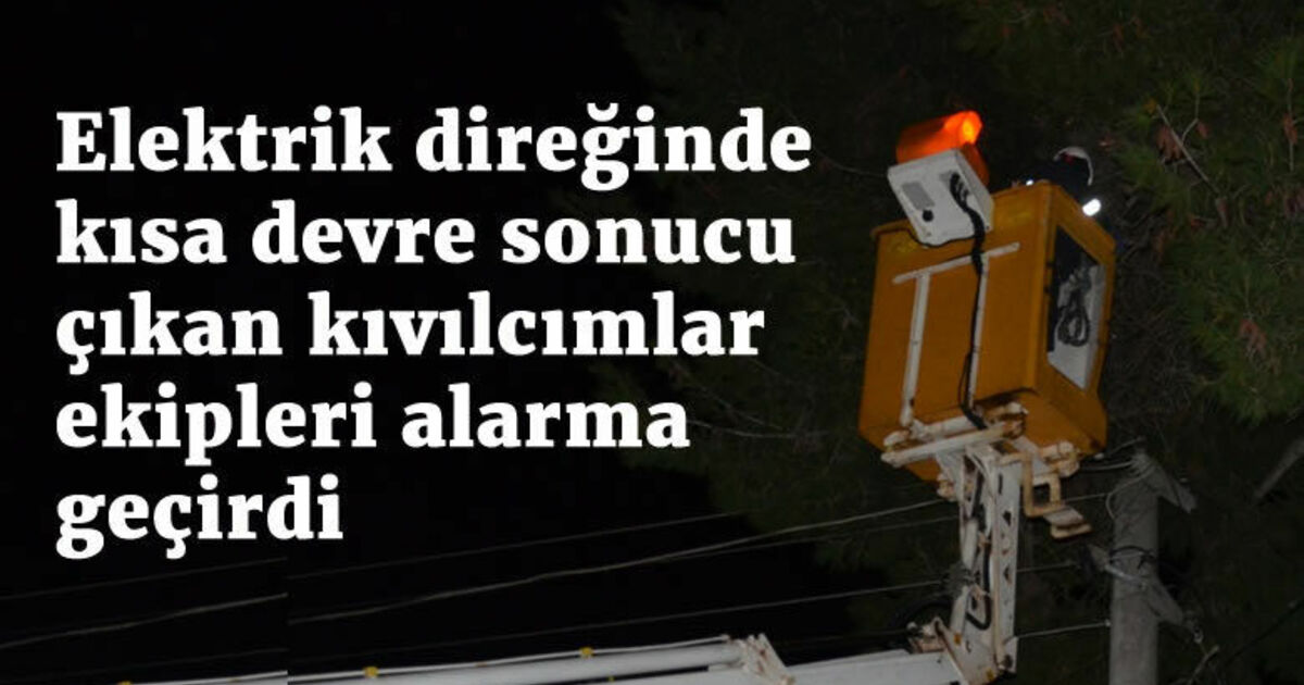Elektrik direğinde kısa devre sonucu çıkan kıvılcımlar ekipleri alarma geçirdi