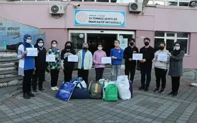 Samsun’daki okuldan evi yanan aileye destek
