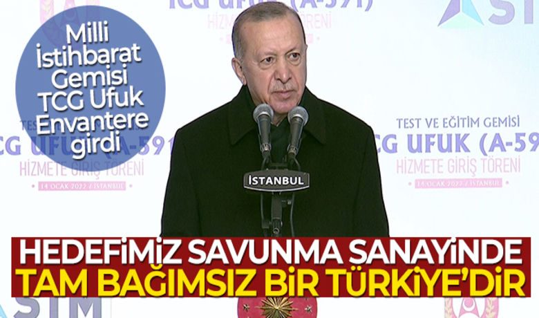 Cumhurbaşkanı Erdoğan: 'Hedefimiz savunmasanayinde tam bağımsız bir Türkiye'dir' - Cumhurbaşkanı Erdoğan, “Savunma ve havacılık ihracatımızın bu yıl sonunda 4 milyar doları aşmasını bekliyoruz. Türkiye, gerçekleştirdiği savunma sanayi alımları sayesinde bölgesinde oyun kuran ve oynanan kirli oyunları bozan bir ülke konumuna ulaştı'' dedi.