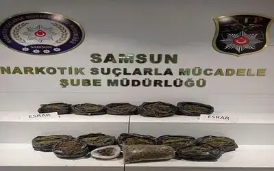 Samsun’da 15 kilogram esrar maddesi ele geçirildi
