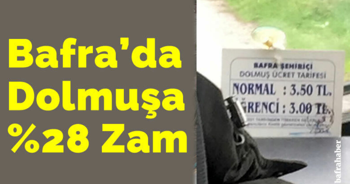 Bafra'da dolmuşa zam