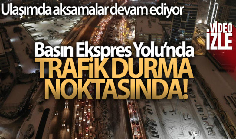 Basın Ekspres Yolu'ndakitrafik havadan görüntülendi - İstanbul'da yoğun kar yağışı nedeniyle ulaşımda aksamalar devam ediyor. Basın Ekspres Yolu'nda ise yoğun kar yağışı nedeniyle durma noktasına gelen trafik havadan görüntülendi.