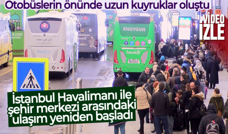İstanbul Havalimanı ile şehirmerkezi arasındaki ulaşım yeniden başladı - Şiddetli kar yağışından sonra yolların kapanması nedeniyle İstanbul Havalimanı ile şehir merkezi arasında duran ulaşım, sabah saatlerinden itibaren yeniden başladı.