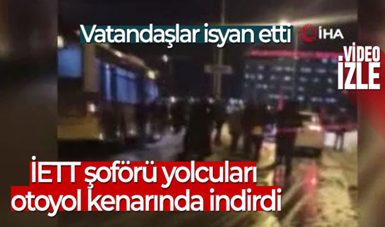 Arnavutköy'de İETT şoförü yolcuları otoyolkenarında indirdi, vatandaşlar isyan etti - Arnavutköy'de İETT şoförü, yolların kapalı olduğunu iddia ederek yolcuları otoyol kenarında indirdi. Yolda yürüyerek merkeze ulaşmaya çalışan vatandaşlar, duruma isyan etti.