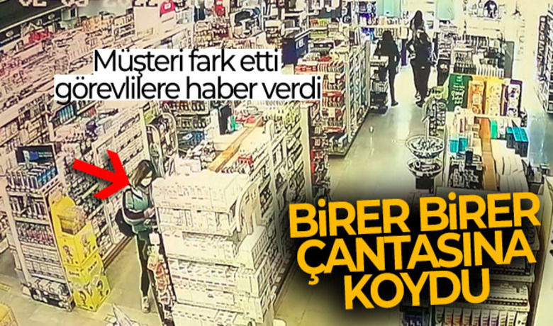İşyerinden 600 TL değerinde diş fırçası çalangenç kız, başka bir müşterinin dikkati ile yakalandı - Antalya’nın Manavgat ilçesinde bir alışveriş merkezinden 600 TL değerinde 2 adet şarjlı diş fırçası ve krem çalıp kaçarken yakalanan 20 yaşındaki genç kız polise teslim edildi. Bir başka müşterinin ihbarı üzerine yakalanan genç kızın fırçaları alıp çantasına koyması, yakalanarak getirilmesi ve polislere teslim edilmesi güvenlik kameralarına yansıdı.
